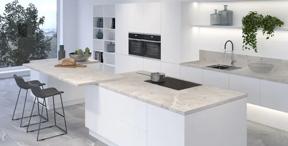 Столешница "МРАМОР ЛАЦИО БЕЛЫЙ" Матовая (056АМ) 600-3050-38-1R на  вл/ст дсп