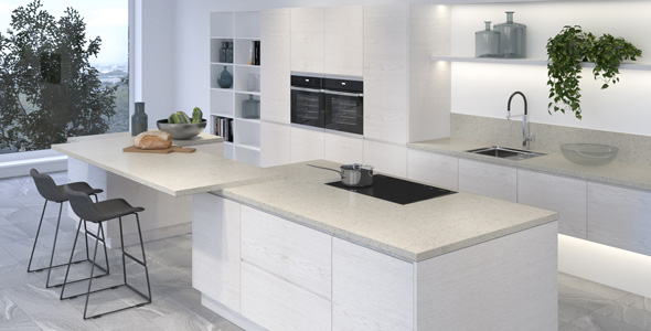 Столешница "КАШМИР БЕЛЫЙ"Тесненая (414Т) 600-3050-26-1R3