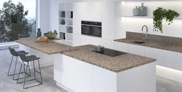 Столешница "МОДЕНА" Матовая (132М) 600-3050-26-0 с кромкой АБС Гранит бежевый 3366м
