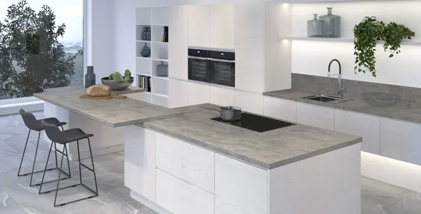 Столешница "БЕТОН" Матовая (425Т) 1200-3050-38-2U на  вл/ст дсп