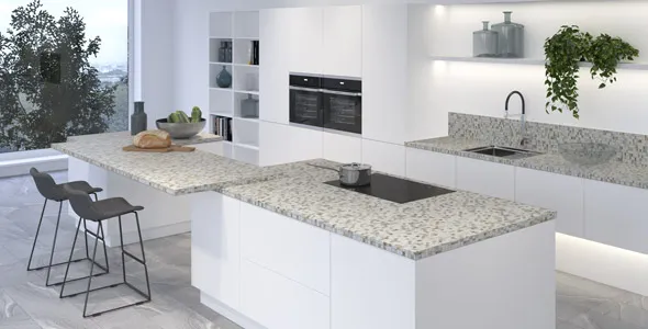 Столешница "ПЕРЛИНО" КРИСТАЛЛ (314М) 600-3050-38-1R на вл/ст дсп