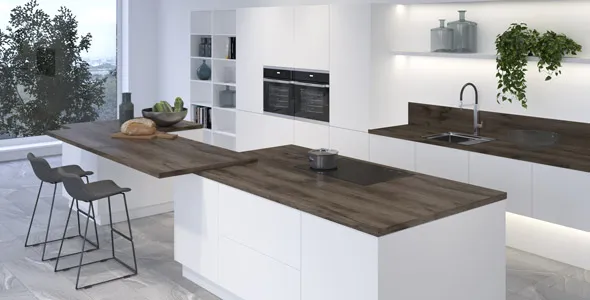 Столешница "ДУБ ФИГУРНЫЙ ТЕМНЫЙ" Матовая (065АМ) 800-3050-38-1U влагостойкая