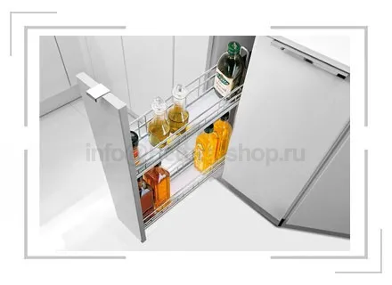 Выдвижная корзина Hettich, шириной 150 мм, серебристая, CARGO IQ (9077588) с направляющими