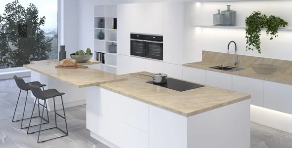 Столешница "ОНИКС БЕЖЕВЫЙ" Матовая (100МА) 1200-3050-38-2U на  вл/ст дсп