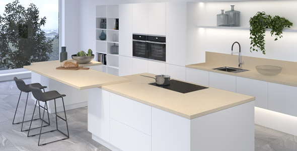 Столешница "СЕМОЛИНА БЕЖЕВАЯ" Матовая (3042М) 1200-3050-38-1U на вл/ст дсп