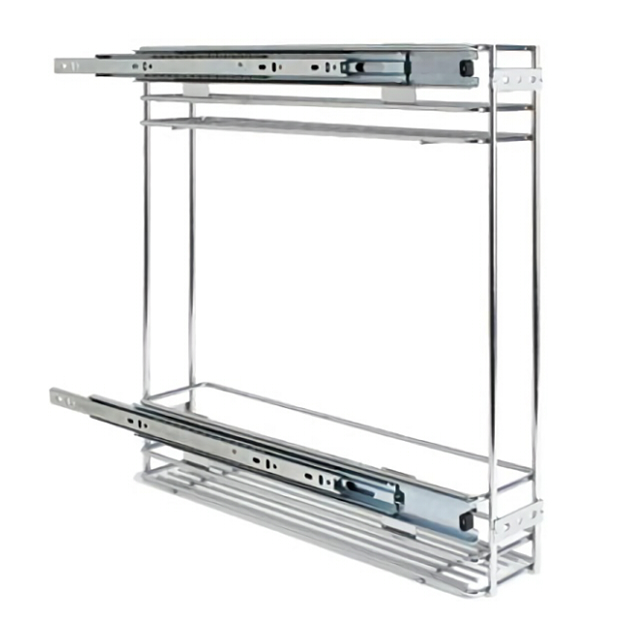 Выдвижная бутылочница Карго MINI-2 уровня "30" шар. направляющие с доводчиком серебро