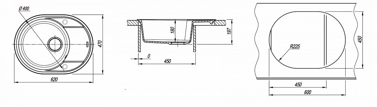 Мойка "Дафна" 620, грей, FSm (23.030.В0620.305)