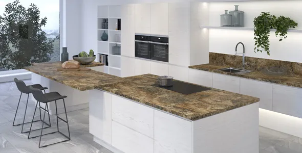 Столешница "АНТИЧНЫЙ МАСКАРЕЛЛО" Матовая (412М) 600-3050-38-1U на вл/ст дсп