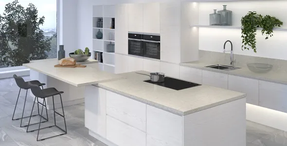 Столешница "КАШМИР БЕЛЫЙ"Тесненая (414Т) 600-3050-38-1R на вл/ст дсп